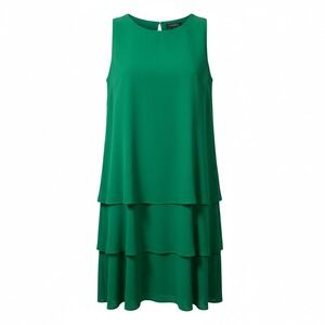 Lauren Ralph Lauren Green Tiered Ruffle Sleeveless‎ Sheath Dress Women's Size 10